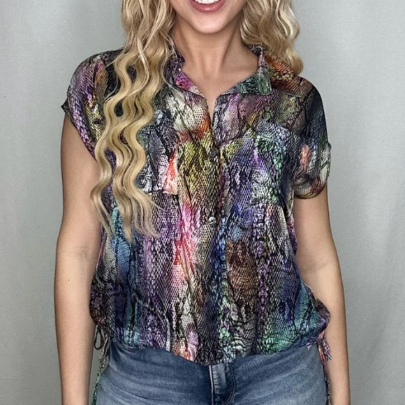 Lola & Sophie colorful Python shirt, M, CB2259 - Picture 2 of 8